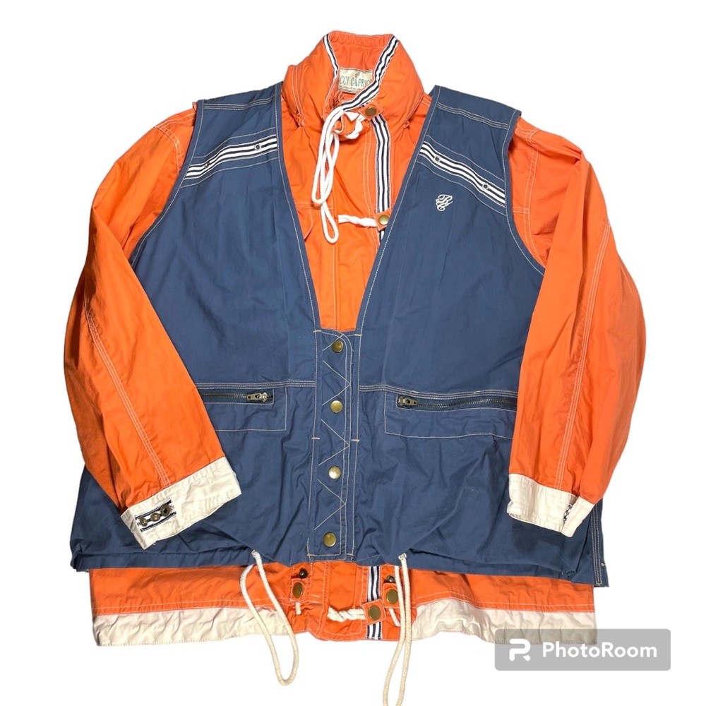 Ricci Capricci 2 piece orange jacket with blue vest size M